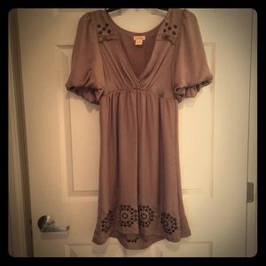 Taupe dress with black detail